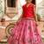 Girls red embroidered peplum top with position printed lehengha set