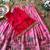 Girls red embroidered peplum top with position printed lehengha set