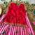 Girls red embroidered peplum top with position printed lehengha set