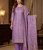 Banarasi cotton semi silk 3pcs unstiched dress material in lavender colour with zari booti work
