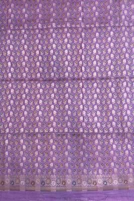 Banarasi cotton semi silk 3pcs unstiched dress material in lavender colour with zari booti work 3