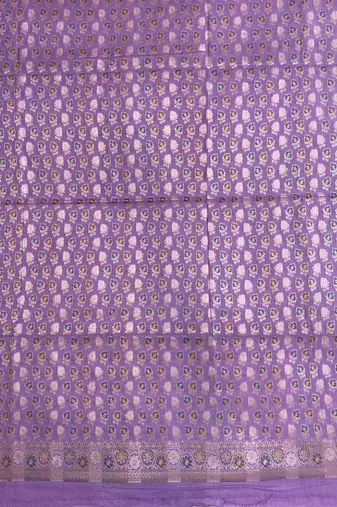 Banarasi cotton semi silk 3pcs unstiched dress material in lavender colour with zari booti work