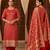 Banarasi cotton semi silk 3pcs unstiched dress material in red colour with zari booti work