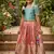 Girls skyblue silk crop choli with zari weaving work wedding lehenga set