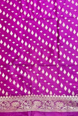 Banarasi cotton semi silk 3pcs unstiched dress material in magenta colour with zari booti work 4