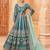 Teal colour foil work art silk Semi Stich anarkali gown