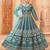 Teal colour foil work art silk Semi Stich anarkali gown
