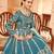 Teal colour foil work art silk Semi Stich anarkali gown