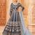 Neavy Blue colour foil Work semi stich art silk anarkali gown