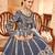 Neavy Blue colour foil Work semi stich art silk anarkali gown