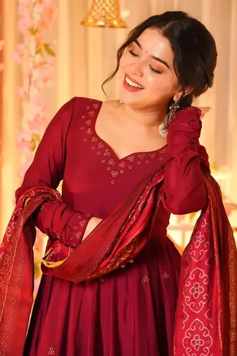 Women's Beautiful Printed Work Viscose Fabric Flared Anarkali Palazzo and Dupatta Set