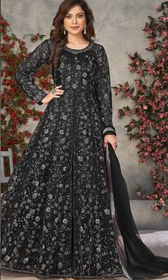 BLACK CORDING HEAVY SEQUINS NET ED PANT STYLE GOWN 2