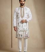 Mens designer white kurta trouser set