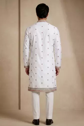 Mens designer white kurta trouser set
