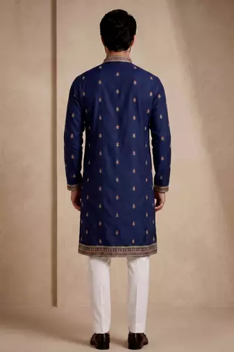 Mens designer navy blue kurta trouser set