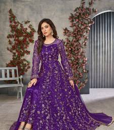 Exquisite Purple Cording Heavy Sequins Net Pant-Style Gown