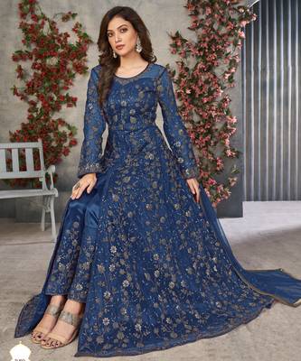 BLUE CORDING HEAVY SEQUINS NET ED GOWN 2