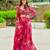 Rani pink colour tibby silk shrug sharara set with embroidered blouse