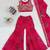 Rani pink colour tibby silk shrug sharara set with embroidered blouse
