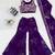 Purple tibby silk shrug sharara set with embroidered blouse