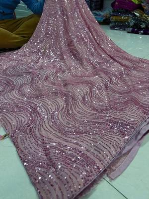 Pink colour imported sequins saree with mulberry silk blouse 2