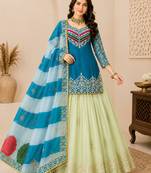 BLUE COLOUR Fandy Silk Embroidered Lehenga Set