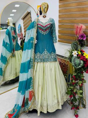 BLUE COLOUR Fandy Silk Embroidered Lehenga Set 2