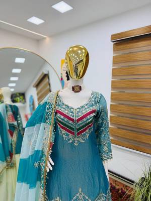 BLUE COLOUR Fandy Silk Embroidered Lehenga Set 3