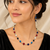 Multicolour beaded necklace and earrings set, silver-tone chain, casual boho style