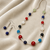 Multicolour beaded necklace and earrings set, silver-tone chain, casual boho style
