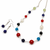 Multicolour beaded necklace and earrings set, silver-tone chain, casual boho style