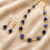 Sodalite beaded necklace and earring set, blue, faceted stone beads with gold-tone accents
