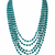 Teal blue multi-layer glass beaded necklace, 5-strand oval beads with pearl accents, statement jewellery