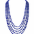 Blue oval beaded multi-layer necklace, 5 strand cascading design with silver spacers