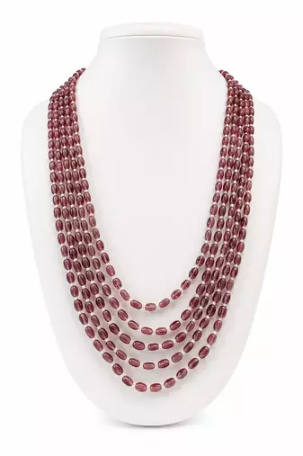 Multi-layer purple beads maala necklace, oval glass beads with pearl spacers, 22 inches