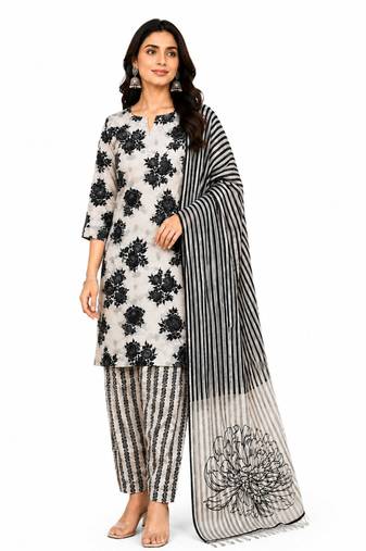 Women's Pure Cotton Unstitched Salwar Suit Material With Dupatta
