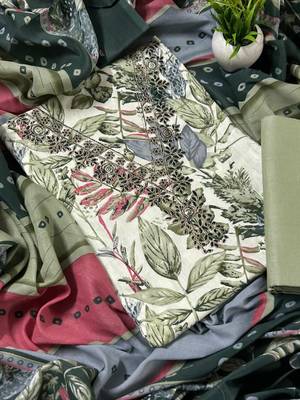 Women's  Cotton Unstitched Salwar Suit Material With Dupatta 2