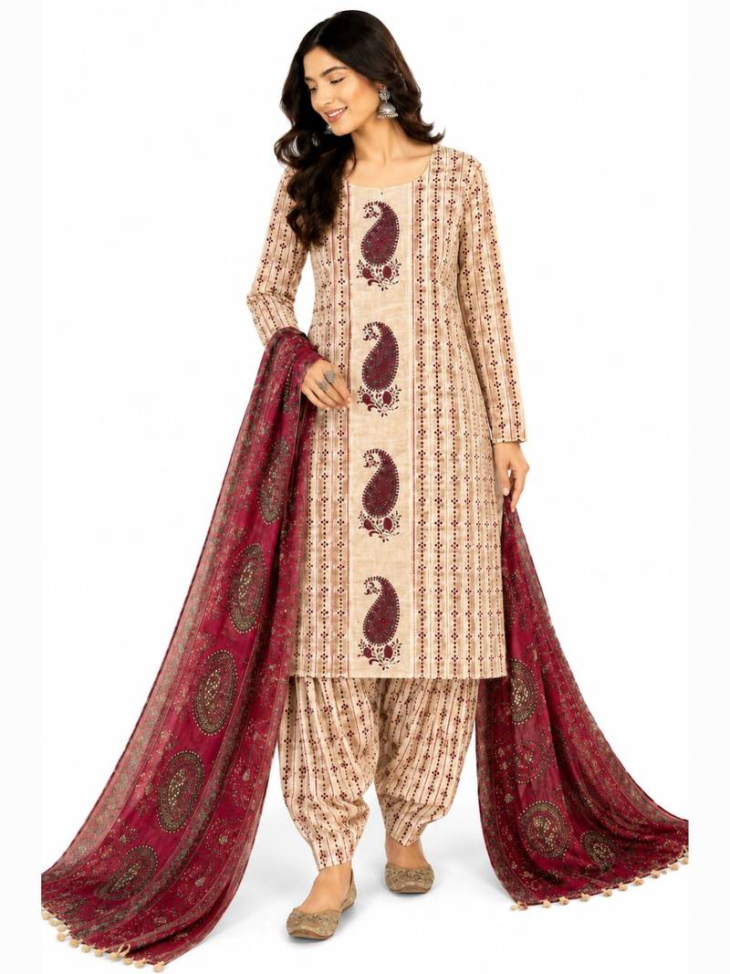 Women's Pure Cotton Unstitched Salwar Suit Material With Dupatta