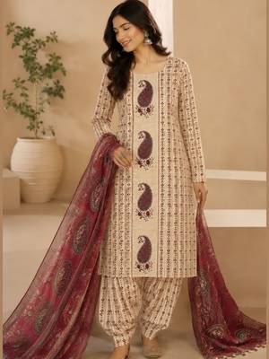 Women's  Cotton Unstitched Salwar Suit Material With Dupatta 5