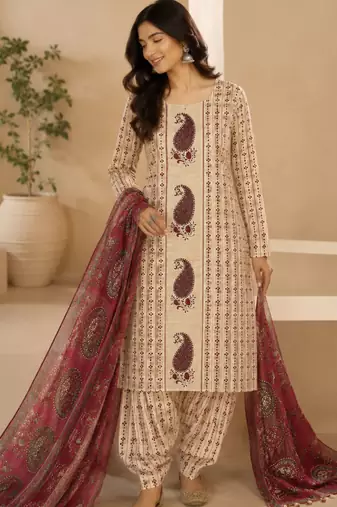 Women's Pure Cotton Unstitched Salwar Suit Material With Dupatta