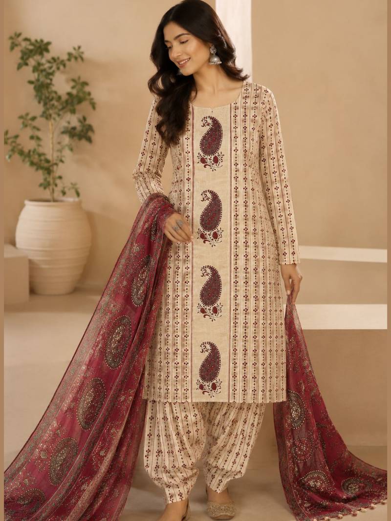 Women's Pure Cotton Unstitched Salwar Suit Material With Dupatta