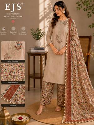 Women's  Cotton Unstitched Salwar Suit Material With Dupatta 4