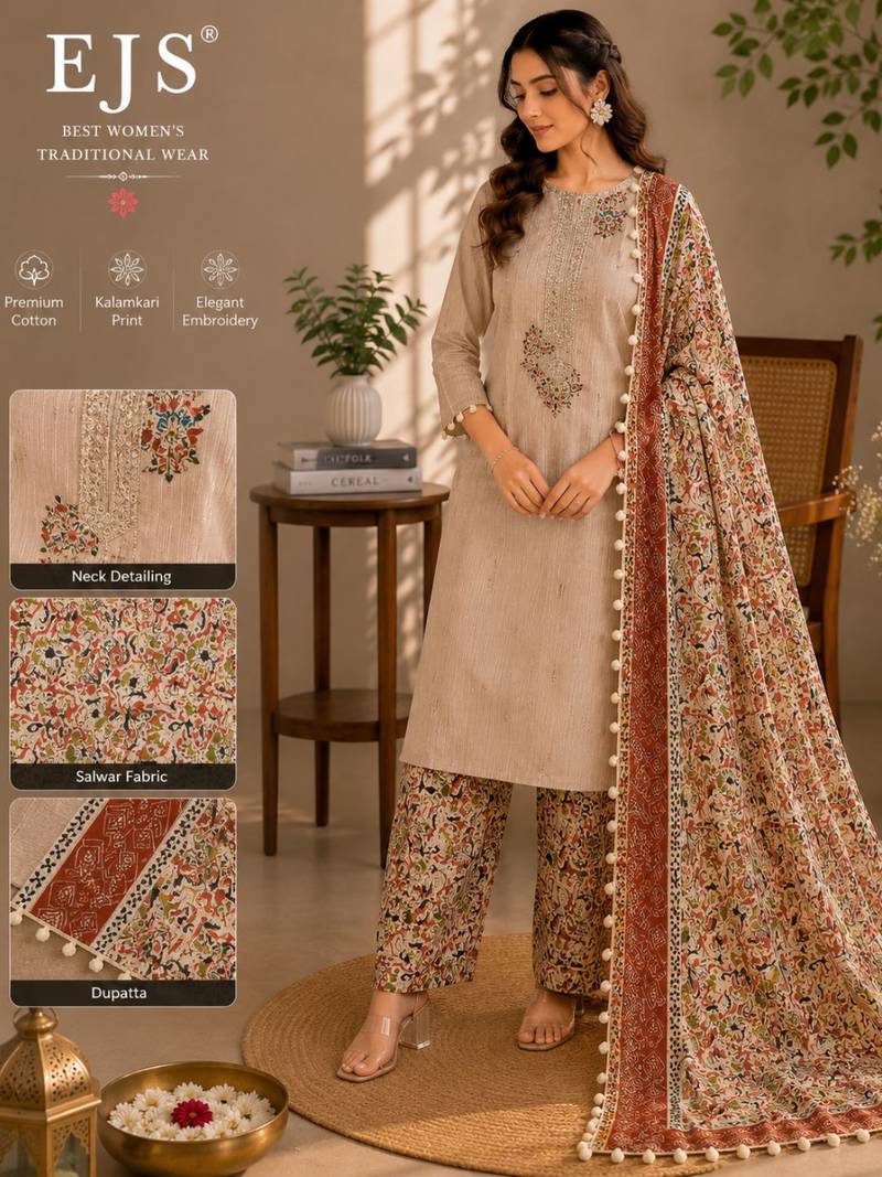 Women's Pure Cotton Unstitched Salwar Suit Material With Dupatta
