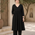 Women's black button rayon a-line kurta pant set