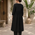 Women's black button rayon a-line kurta pant set