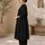 Women's black button rayon a-line kurta pant set