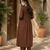 Women's chocolate brown button gathered a-line kurta pant set