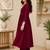 Women's maroon a-line gathered kurta with pant set