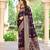 soft satin banarasi wine saree with heavy jacquard border & paisley motif weaving latest ethnic saree collection