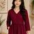 Women's maroon a-line gathered kurta with pant set